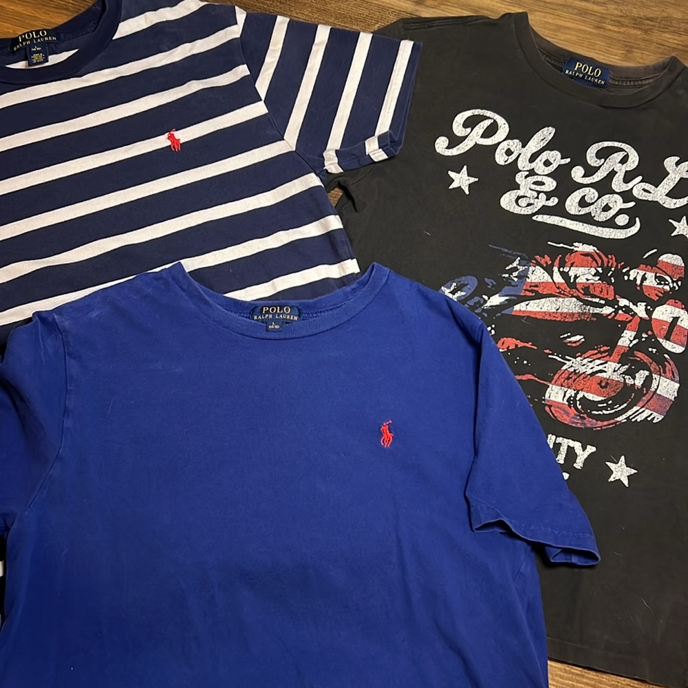 SET RALPH LAUREN POLO BOYS SHORT SLEEVE TEES SIZE L 14-16 INCLUDES ALL 3
